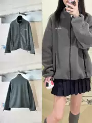 Correct Version 26SS Early Spring New MIU Logo Sherpa Zip-Up Jacket, Men's & Women's Casual Loose Fit Coat