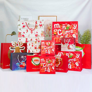 Spot New Christmas Gift Paper Bag Christmas Eve Gift Apple Handbag Candy Small Toy Packaging Bag Wholesale