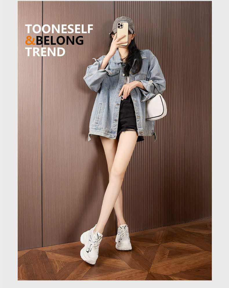 Giày platform nữ đế xuồng tăng chiều cao, mũi tròn, quai ngang, gót siêu cao 8 cm — Hồng, Trắng chi tiết 13