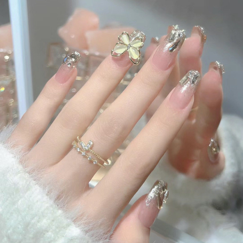 New Nail Art Wear Advanced Pure Wind Flash Diamond Nail Patch Wear Armor Butterfly Nail Art Patch Wholesale A40