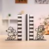 Metal Hollow Bookends L-Shaped 2-Piece Set Puppy Iron Art Desktop Decoration Bookends Bookshelf Office Storage Clip Stationery