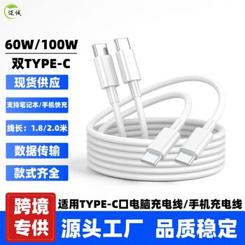 100W Dual-C Fast Charging Cable Laptop Power Cord Mobile Phone E-Mark Chip Type-C to C Data Cable