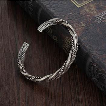 Antique Bracelet Men's and Women's Vintage Personalized Woven Twist Opening Adjustable All-match Bracelet