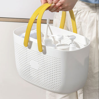 Portable Bath Storage Basket Plastic Mesh Small Bath Basket Bath Wash Basket Bathroom Cut Out Storage Bath Basket Cross-border
