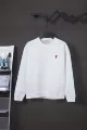 White [902 little heart thickened crew neck]