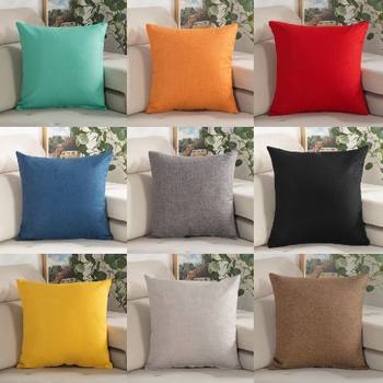 Thickened Linen Double-Sided Pure Color Simple Large Pillow Bay Window Cushion Cover Office Bedroom Living Room Sofa Car Lumbar Support