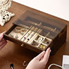 Walnut Color Three-In-One Jewelry Storage Box Multi-Functional Solid Wood Drawer-Type Jewelry Box Dust-Proof and Moisture-Proof Jewelry Box
