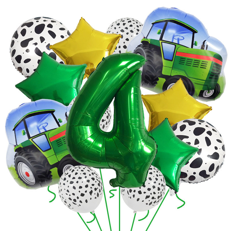 New farm theme farm car balloon set 32 inch digital cow pattern birthday balloon photo props