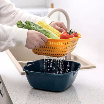 Draining Basket Six-Piece Set, Thickened Plastic Basket, Vegetable Washing Basin, Kitchen Vegetable Washing Basket, Fruit Washing Basket, Foldable