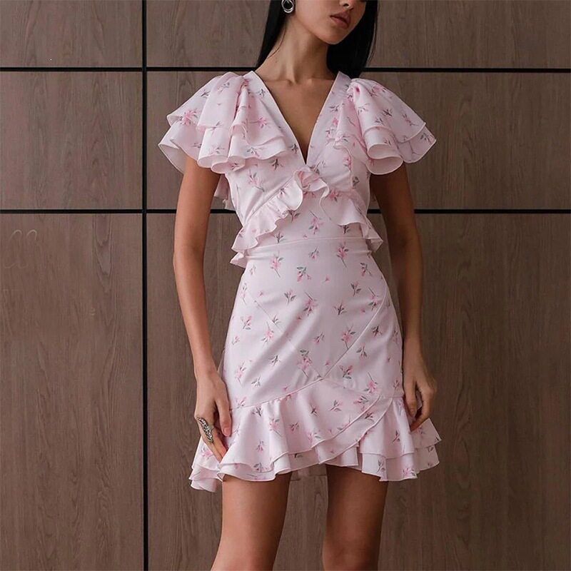 Womens Summer Dress Elegant Casual Style Loose Fit Floral Print Slimming Design Perfect for Outdoor Events