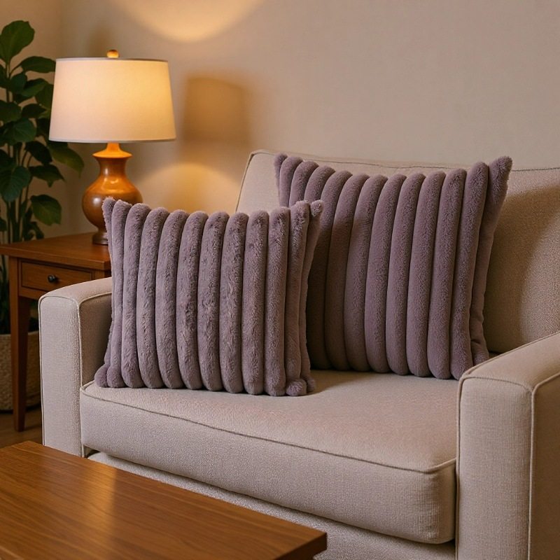 Cross-Border Amazon Imitation Rabbit Fur Solid Color Pillow Sofa Cushion Headboard Cushion Removable and Washable Pillowcase