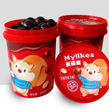 Melisin barrel 200g cocoa butter milk flavor sandwich chocolate beans Internet celebrity children snack wholesale