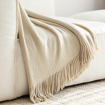 Export cross-border solid color knitted blanket bed end towel blanket warp knitting factory in stock a generation of American towel