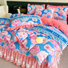 Cross-Border Foreign Trade Specializes in Winter Double-Layer Lace Milk Velvet Printed Bed Cover Four-Piece Set Bed Cover Single-Piece Three-Piece Set