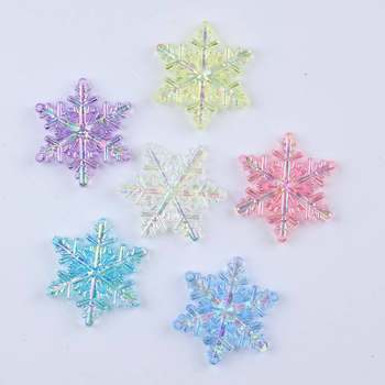 UV Color Plated Snowflake Acrylic Christmas Decorations Handmade DIY High Transparent Four Hanging Mobile Phone Chain Car Hanging Accessories Material