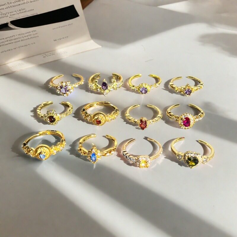 Live Blind Box Series Color Treasure Gestars Opening Ring Wave Micro-inlaid Zircon Light Luxury Advanced Sense Ring