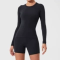 Black long sleeve + shorts suit