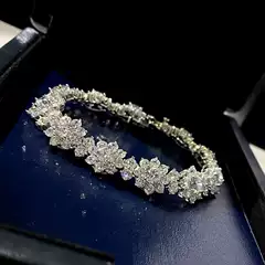 Full Diamond Sunflower Imitation Mosan Diamond Women's Bracelet Luxury Luxury High Sense Heavy Industry Flower Shape Bracelet Jewelry