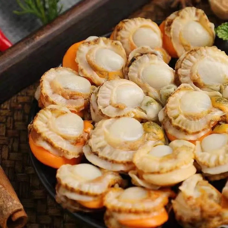 Large Scallop Meat Fresh Quick-Frozen with Yellow Ice-Free Seafood Fresh Frozen Wild Vacuum Packaging 250g