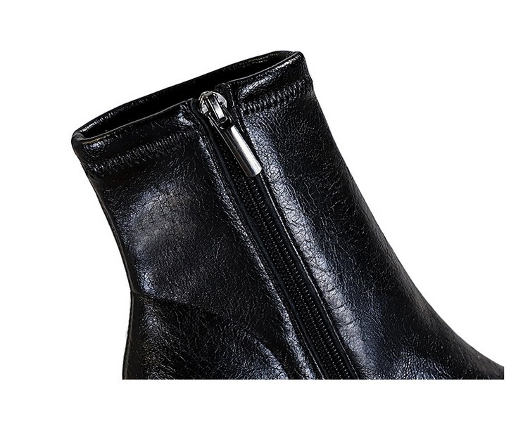 Boot nữ cổ thấp mũi nhọn gót siêu cao khóa kéo bên phong cách Âu Mỹ — Đen lót một lớp, Màu be trắng lót nhung, Màu đen lót nhung, Trắng be một lớp lót trong