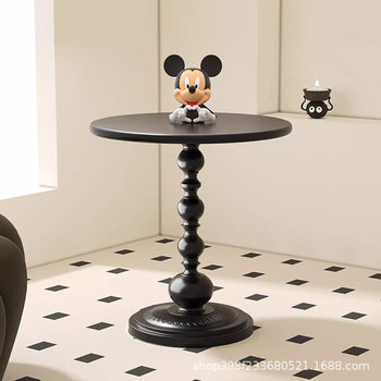Retro Sofa Side Table Living Room Small Coffee Table Side Cabinet Simple Black Small Apartment Iron Bedside Table Small Round Table Customization