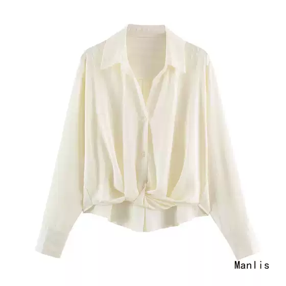 U Cross-Border European and American Style 2026 New Fashionable Elegant Amazon Women's Wholesale Striped Twist Hem Blouse Shirt