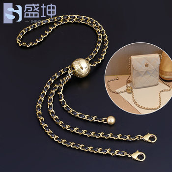 Small Gold Ball Bag with Pu Leather Wide Shoulder Strap Small Fragrant Style Bag Chain Metal Bag Chain Adjustable Crossbody Bag Shoulder Strap