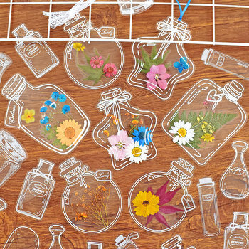 Transparent Glass Bottle Dried Flower Bookmark Handmade Kindergarten Homemade Plant Specimen for Primary School Students Creative Gift for Children