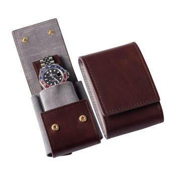 In-Stock Genuine Leather Nappa Pattern Color-Blocked Watch Storage Box, Travel Color-Blocking Pu Flip-Top Dustproof Watch Collection Case