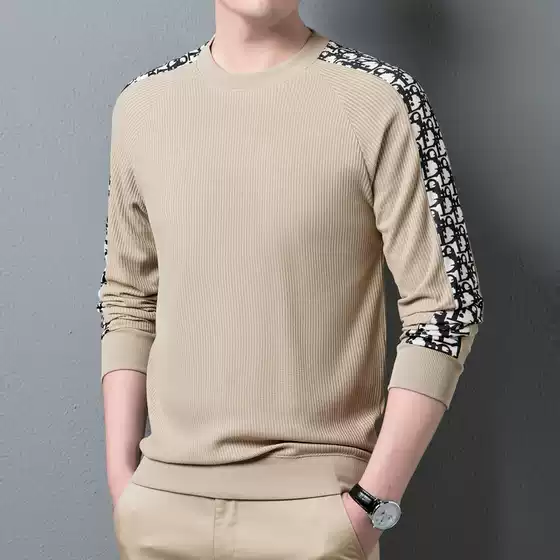 Jacquard Round Neck Knitwear Sweatshirt Men's Autumn and Winter Bottoming Shirt Casual Pullover Knitwear Long-Sleeved New Middle-Aged Top