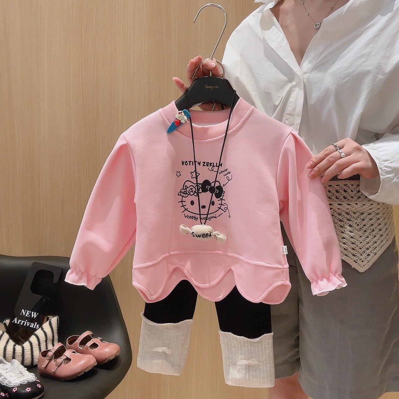 Mädchen-Herbstneuheit-stylisches einzigartiges Top-Set, Kleinkinder-Baby-Mädchen-Herbst-Hoodie-Outfit