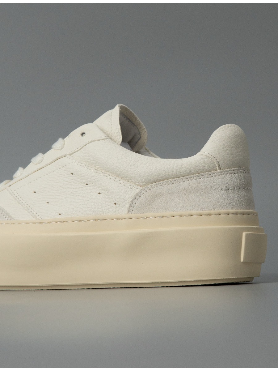 Giày sneaker nam da bò đế dày phong cách tối giản — Màu trắng
