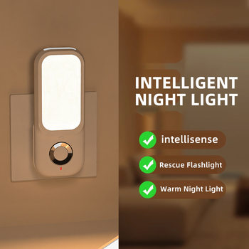 Cross-Border New Product Human Body Sensor Lamp, Light Goes Out When People Walk Away, Plug-In Bedroom Bedside Charging Model, Bedroom High-End Night Light