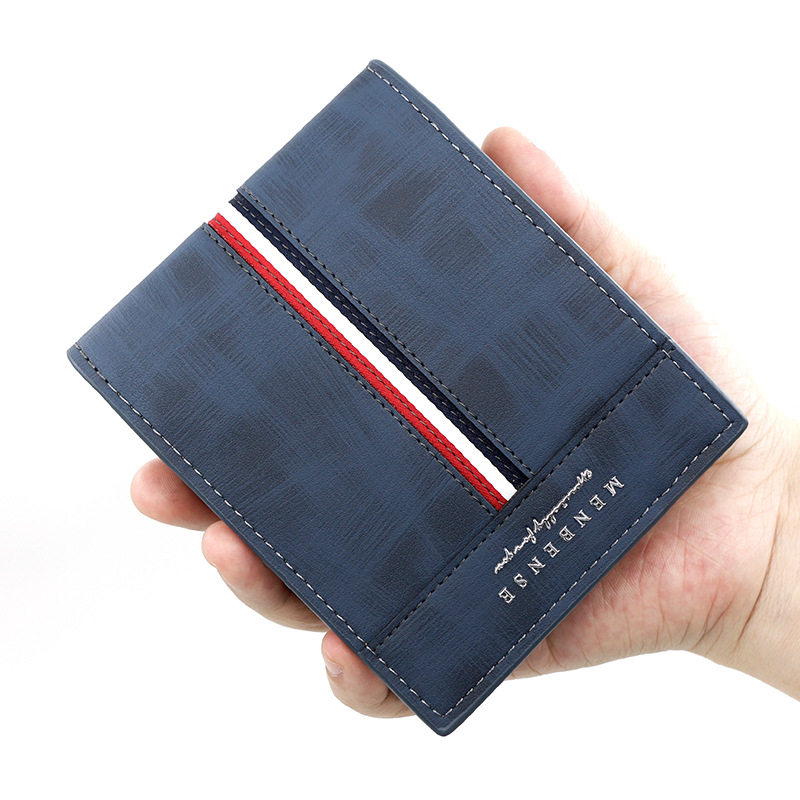 European and American style frosted men's short wallet large capacity tri-fold bag coin pocket multi-card Men's hinge wallet
