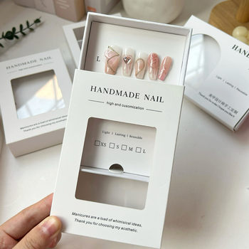 in stock Wear A Jewelry Packaging Gift Box Custom Logo Thickened Transparent Window Nail Art Drawer Carton Printing