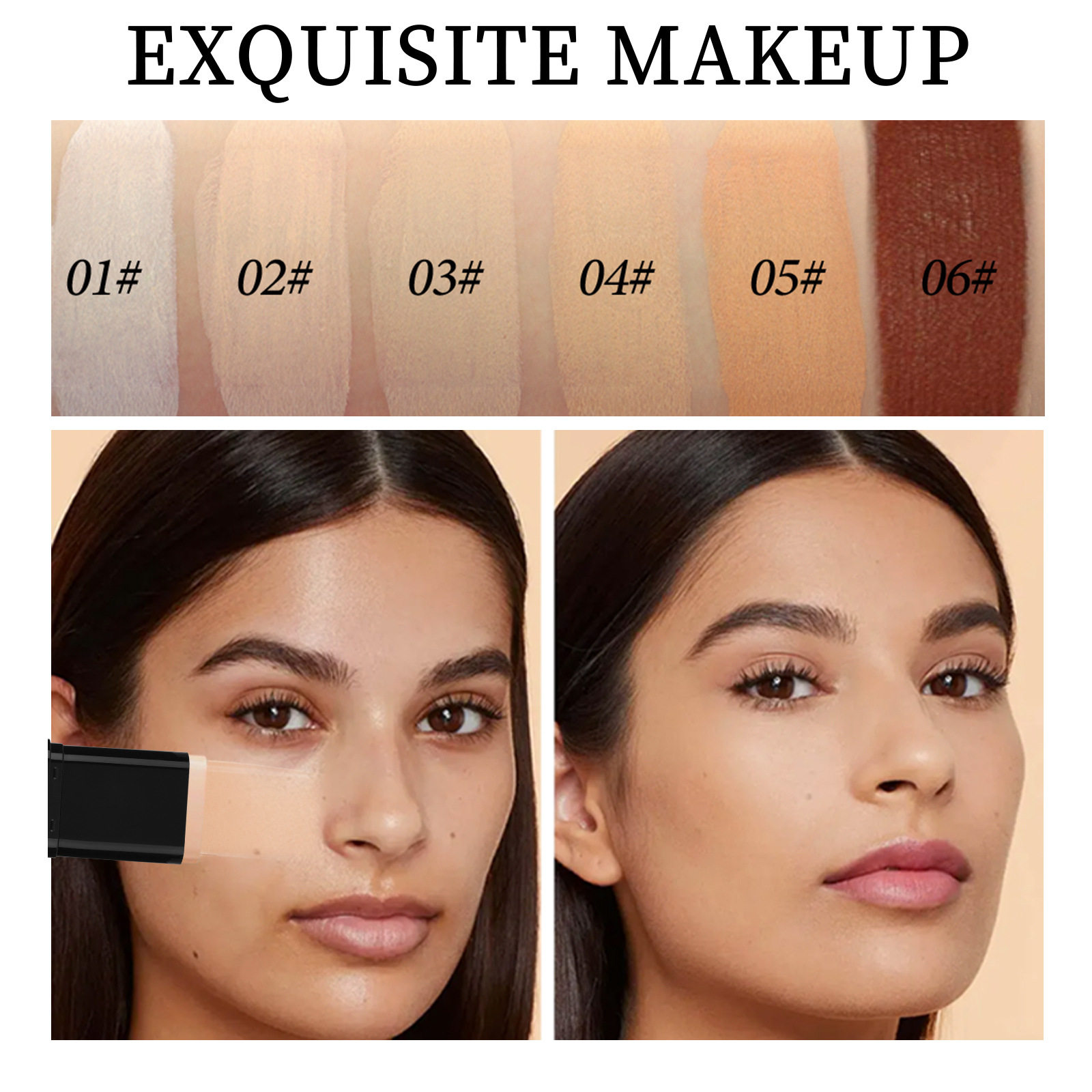 OCHEAL Flawless Eraser Foundation Stick Double Head Concealer Brightening Skin Lasting Waterproof Powder Free Foundation