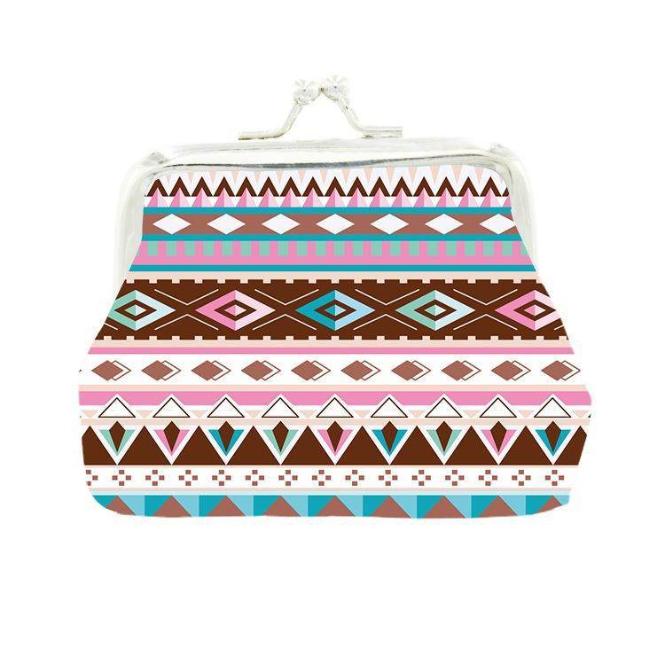 Exotic Geometric Picture Bohemian Ethnic Style Women's and Kidsren's Gift Iron Buckle Coin Purse Storage Change