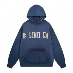Gao Pin Original Standard Paris B Yellow Tape Printing Washed, Worsted and Old All-Match Men's and Women's Hooded Sweater Hoodie