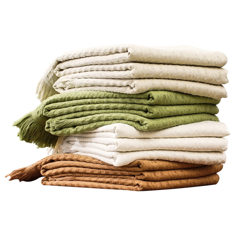 Source Manufacturer Wholesale Cross-Border Classic Plain Cotton Waffle Gauze Blanket Towel Quilt Sofa Blanket Air Conditioning Quilt