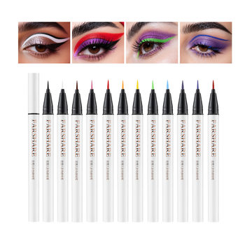 Cross-Border Hot-Selling Colorful Liquid Eyeliner Pen with Slim Brush Head, Quick-Drying, Waterproof, Non-Fading, Anti-Fading White Green Eyeliner