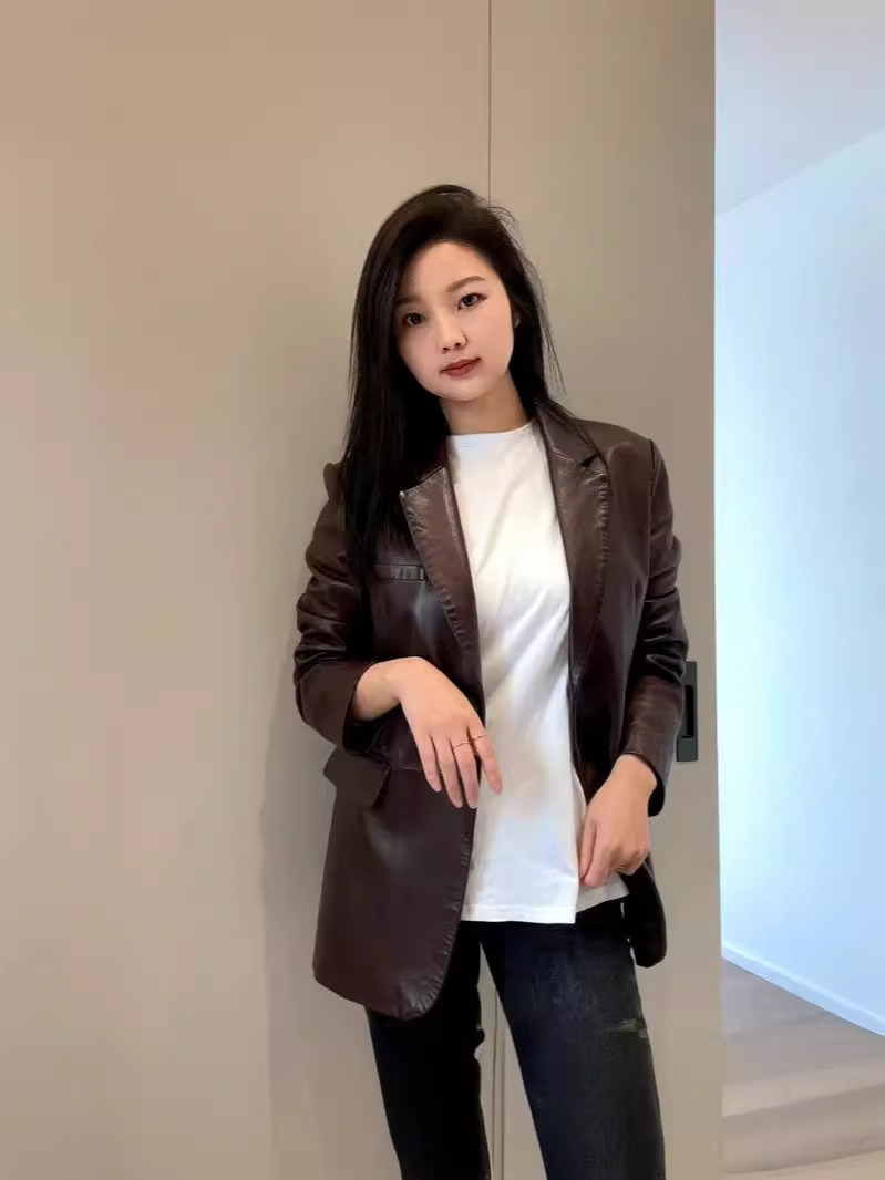 Áo Vest Nữ Chất Liệu Da Bò Vest Hàng Mùa Xuân Thu Đông Phục Cổ Cổ Điển