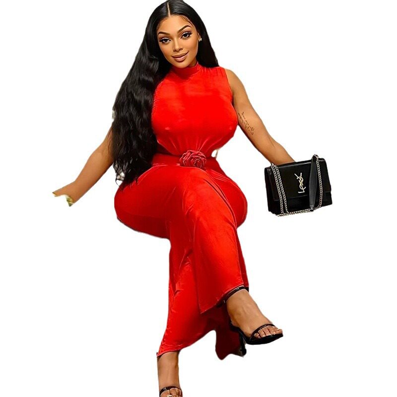 Fashionable Solid Color Maxi Dress for Women Sleeveless Round Neck Backless High Slit Ideal for Parties and Casual