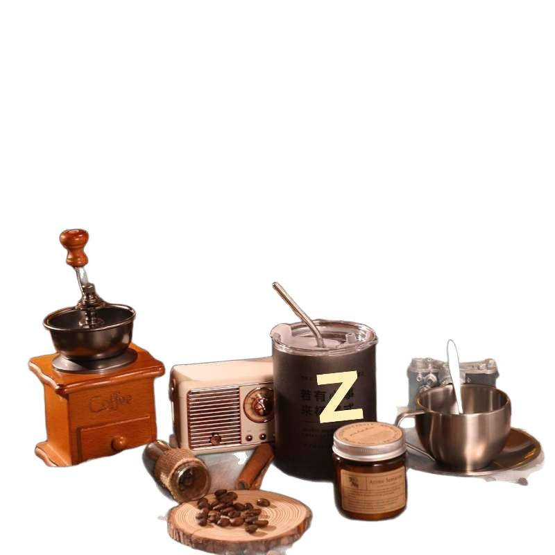 Hand Grinder, Hand-Cranked Coffee Machine, Coffee Bean Grinder, All-In-One Small Household Portable Gift Box Set