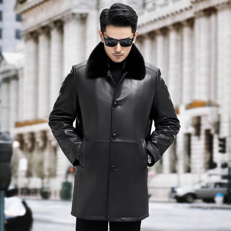 Áo Da Nam Chất Liệu Da Bò Kín Cổ