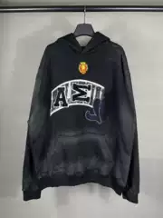 Correct Version High-Quality 25Ss Manchester United Embroidered Patch Distressed Washed and Worn-Out Spray-Painted Hooded Sweatshirt