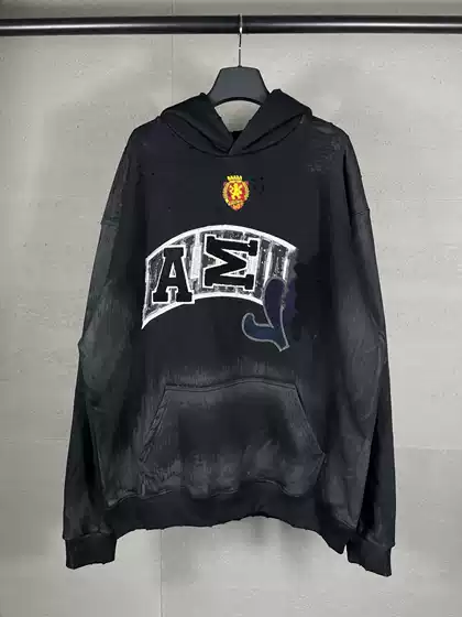 Correct Version High-Quality 25Ss Manchester United Embroidered Patch Distressed Washed and Worn-Out Spray-Painted Hooded Sweatshirt
