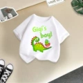 White green dinosaur short sleeves