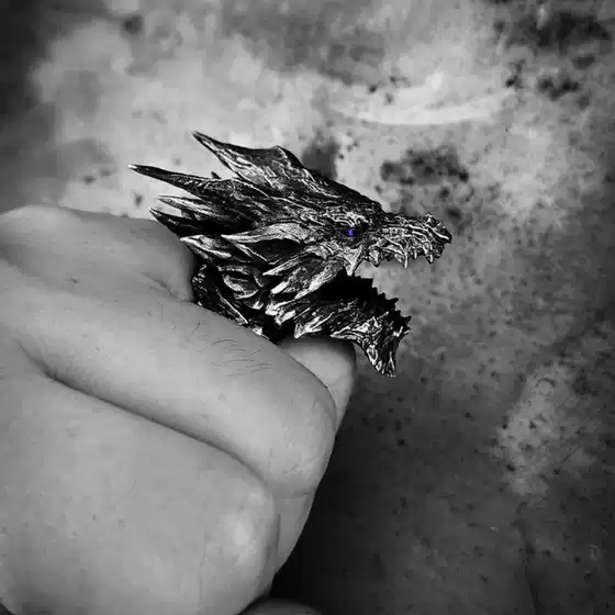 2024 cross-border hot-selling retro steel dragon open ring men's fashion punk domineering finger jewelry wholesale generation