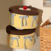 Cute Cotton Woven Storage Basket with Lid Dustproof Desktop Storage Basket Ornaments Storage Box Children's Toy Storage Basket