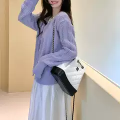 Kaning Korean Style Stylish Cut Out Knitted Cardigan for Women 2026 Autum New Pure Color V Neck Sweater Outerwear for Women